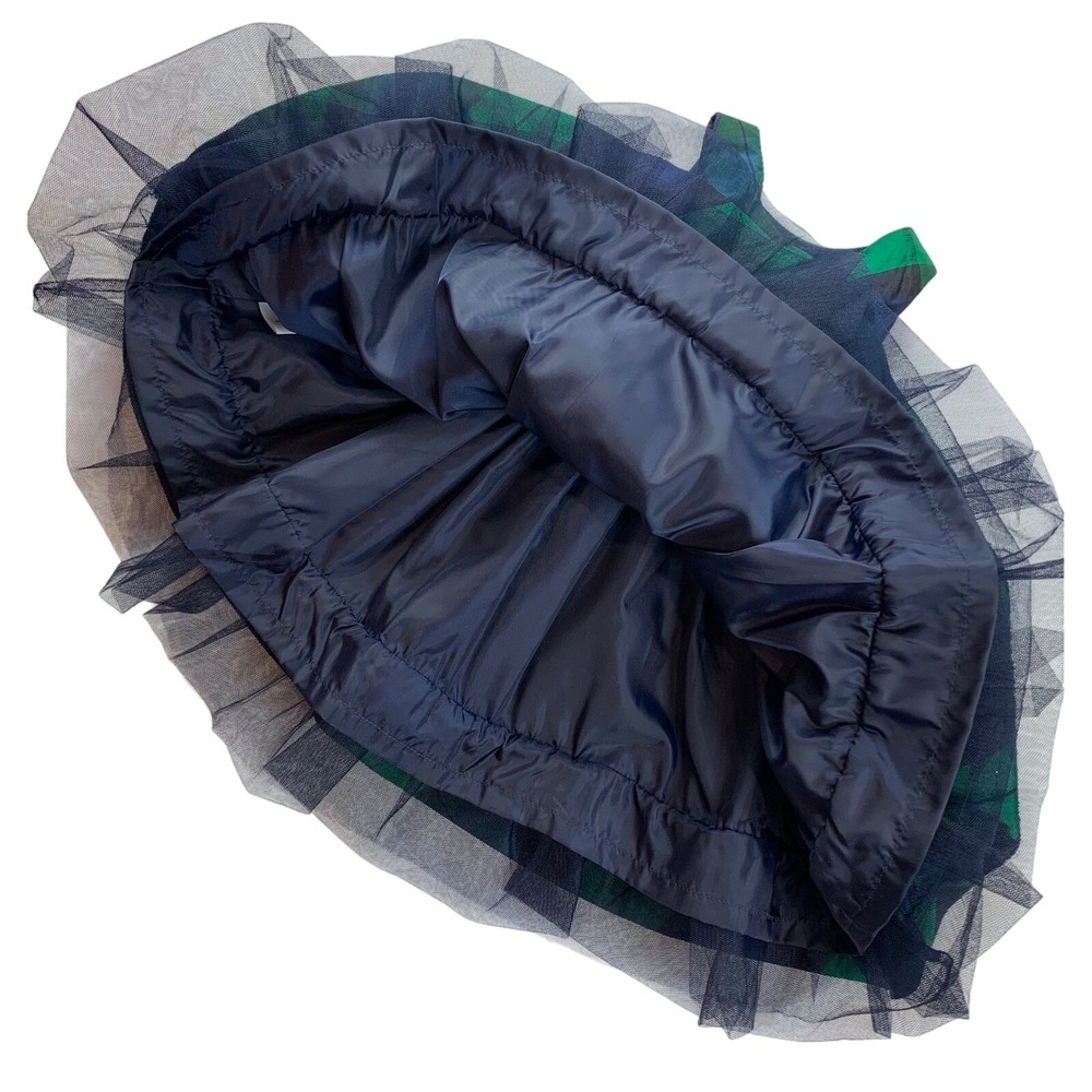 Janie and Jack Girls Green Navy Blue Plaid Silk Blend Tulle Party Dress 3-6M - Picture 4 of 6